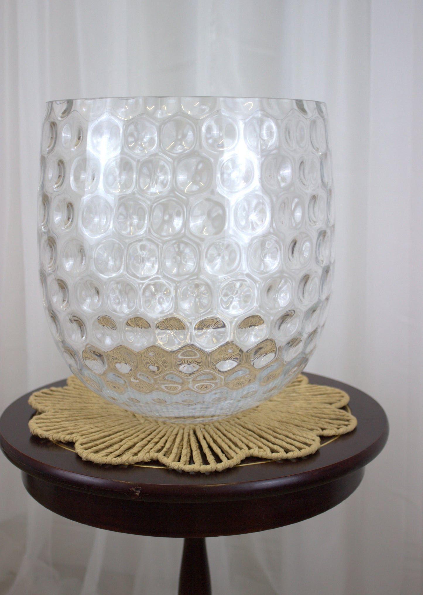 Large Textured Glass Vase/Planter/Candle Holder – 12" Tall