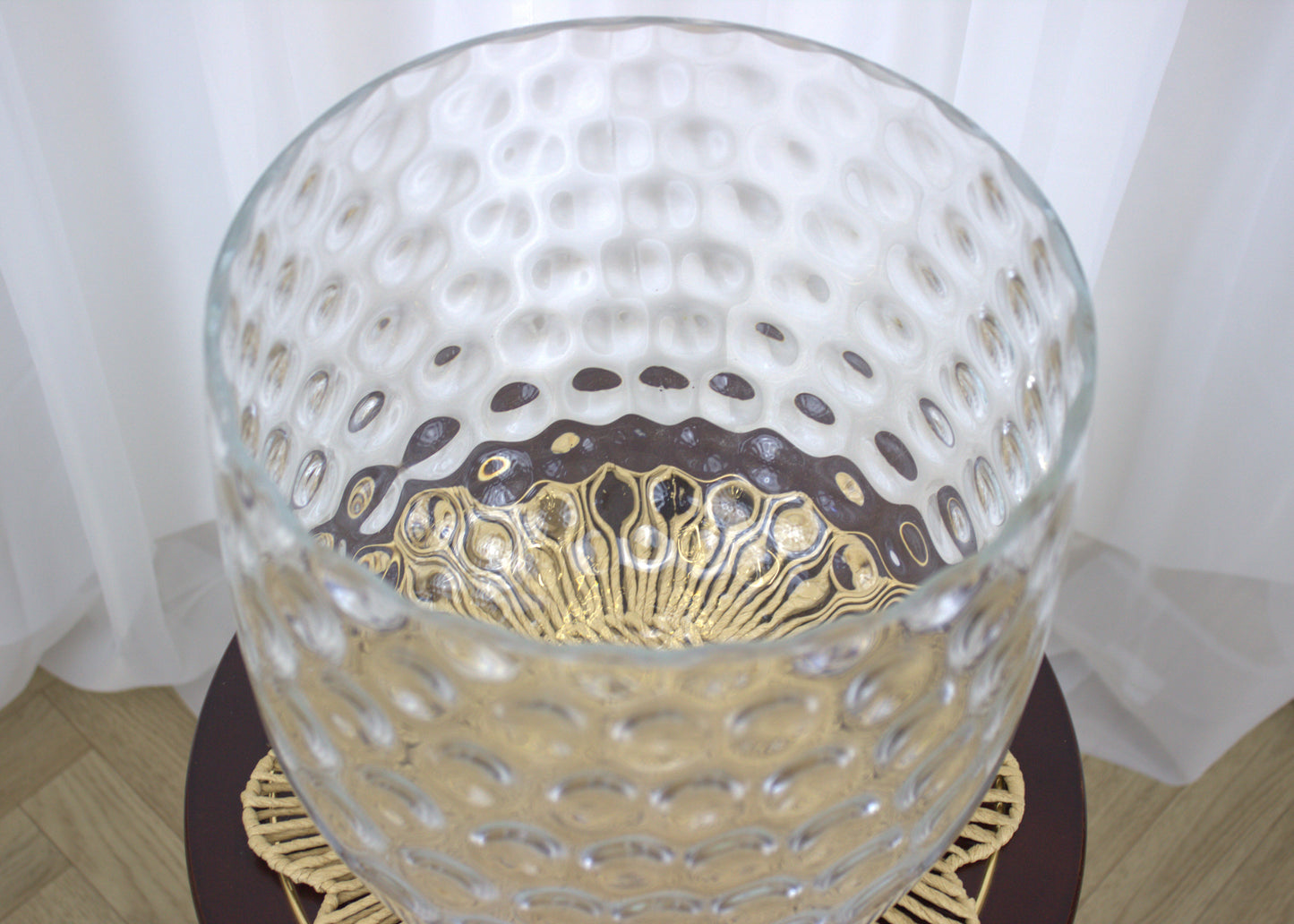 Large Textured Glass Vase/Planter/Candle Holder – 12" Tall
