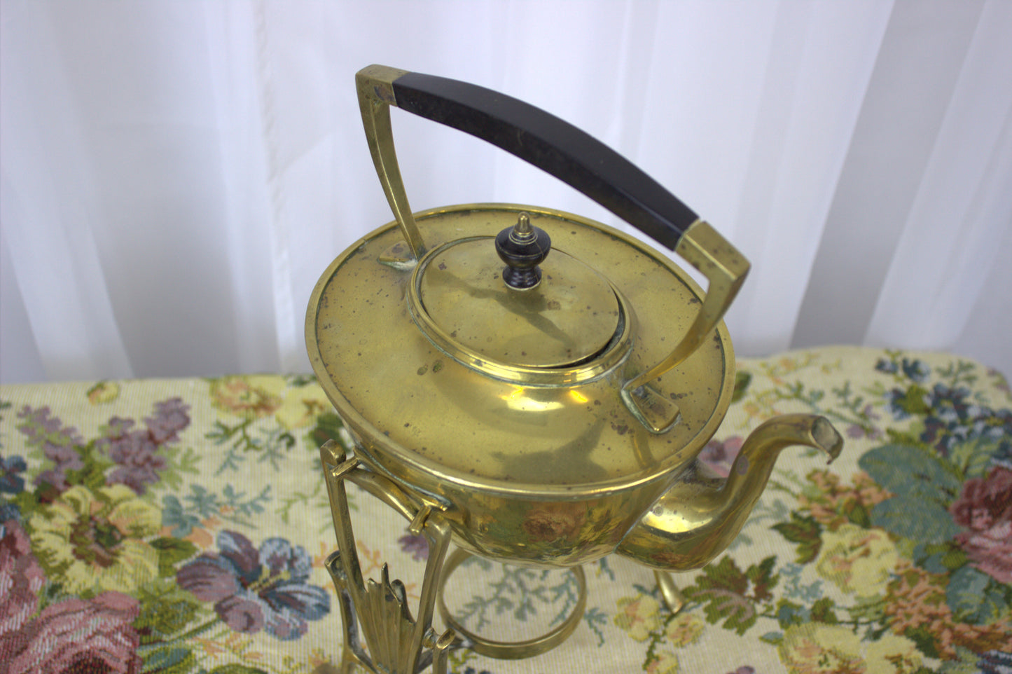 Vintage Brass Kettle with Warming Stand