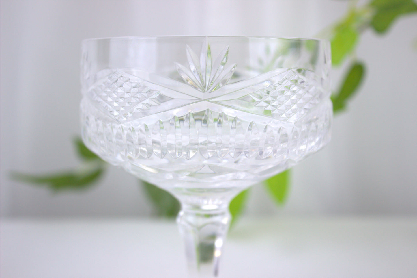 Enchanting set of 5 Tyrone Crystal Dessert/Champagne glasses - with Tyrone Marking on Base