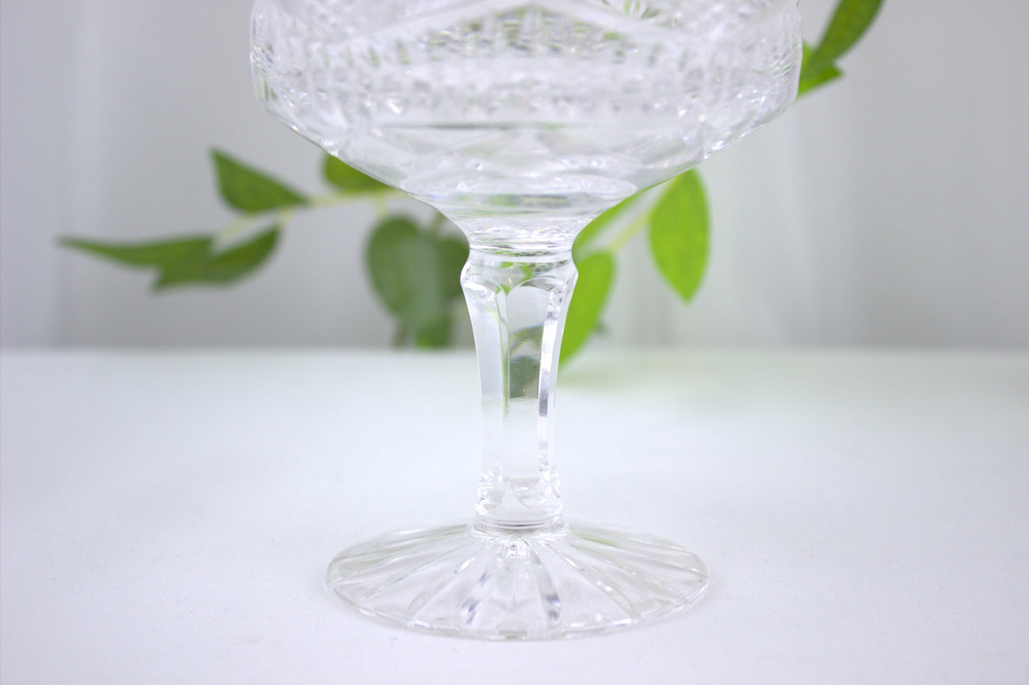 Enchanting set of 5 Tyrone Crystal Dessert/Champagne glasses - with Tyrone Marking on Base