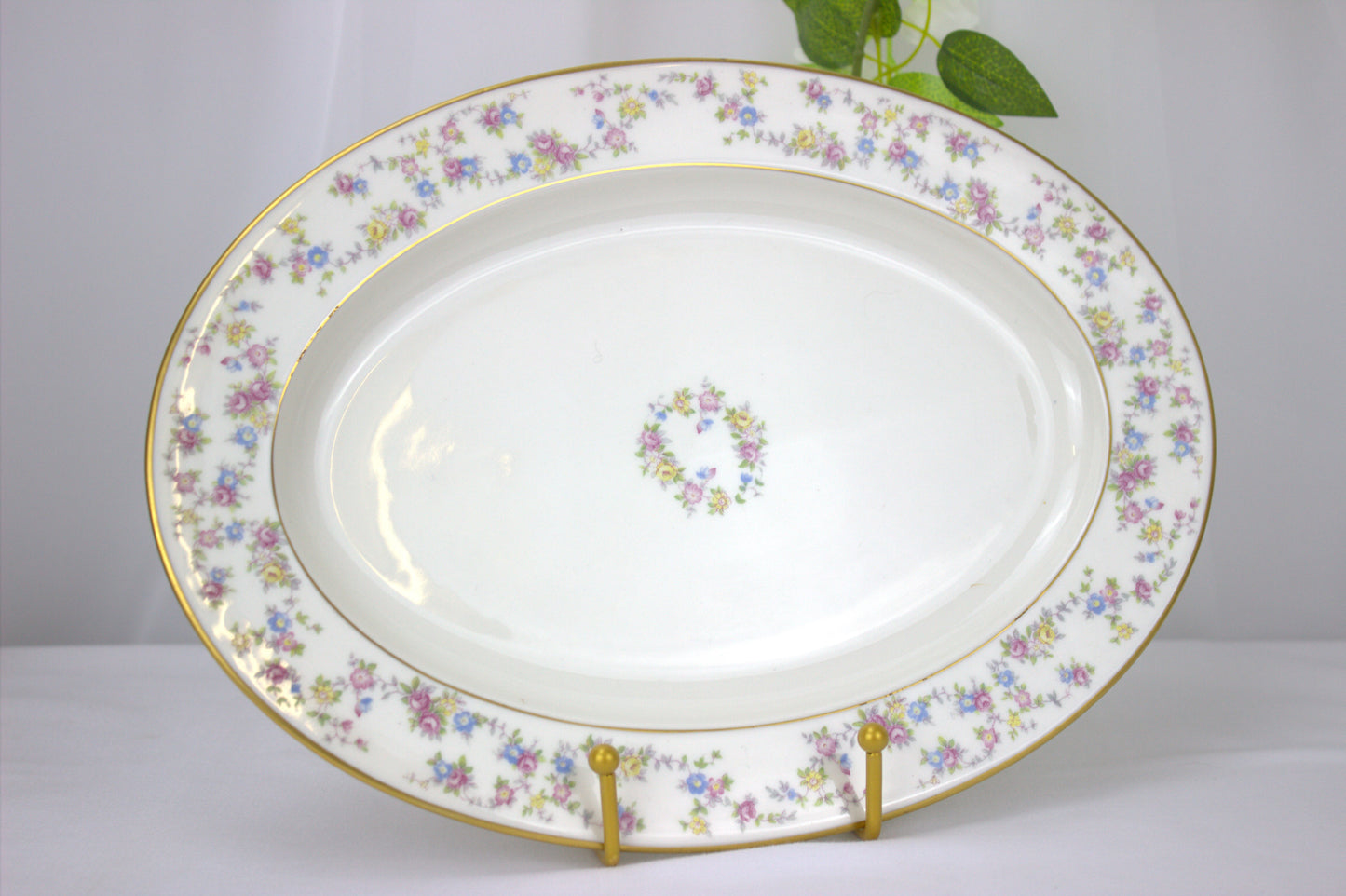 True Vintage Floral Lamberton Ivory China Soup and 12" Serving Dish - 1952