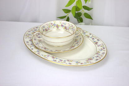 True Vintage Floral Lamberton Ivory China Soup and 12" Serving Dish - 1952