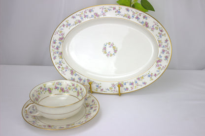 True Vintage Floral Lamberton Ivory China Soup and 12" Serving Dish - 1952