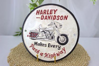 Heavy Cast Iron Wall Harley Davidson sign - Amazing Fathers Day / Birthday Gift Idea