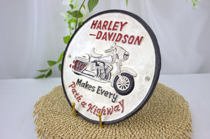 Heavy Cast Iron Wall Harley Davidson sign - Amazing Fathers Day / Birthday Gift Idea