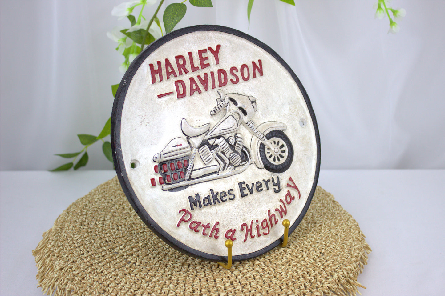 Heavy Cast Iron Wall Harley Davidson sign - Amazing Fathers Day / Birthday Gift Idea