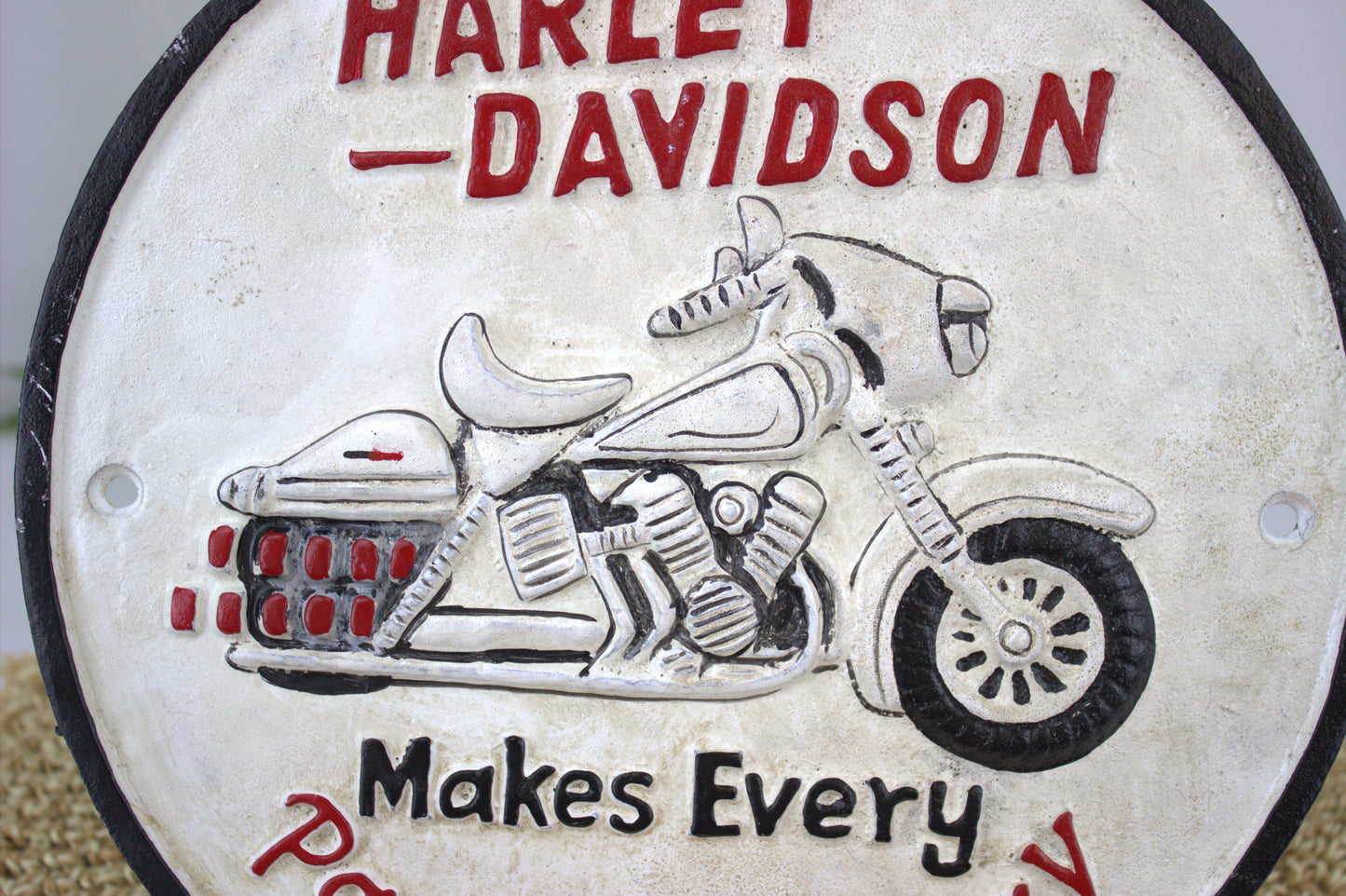 Heavy Cast Iron Wall Harley Davidson sign - Amazing Fathers Day / Birthday Gift Idea