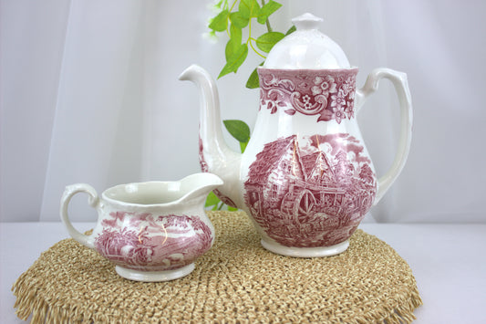 1970's Ironstone Coffee Pot and Matching Milk Jug - from 17th Century England Range