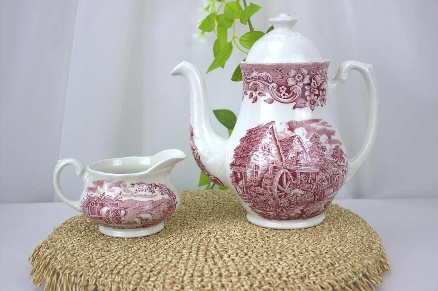 1970's Ironstone Coffee Pot and Matching Milk Jug - from 17th Century England Range