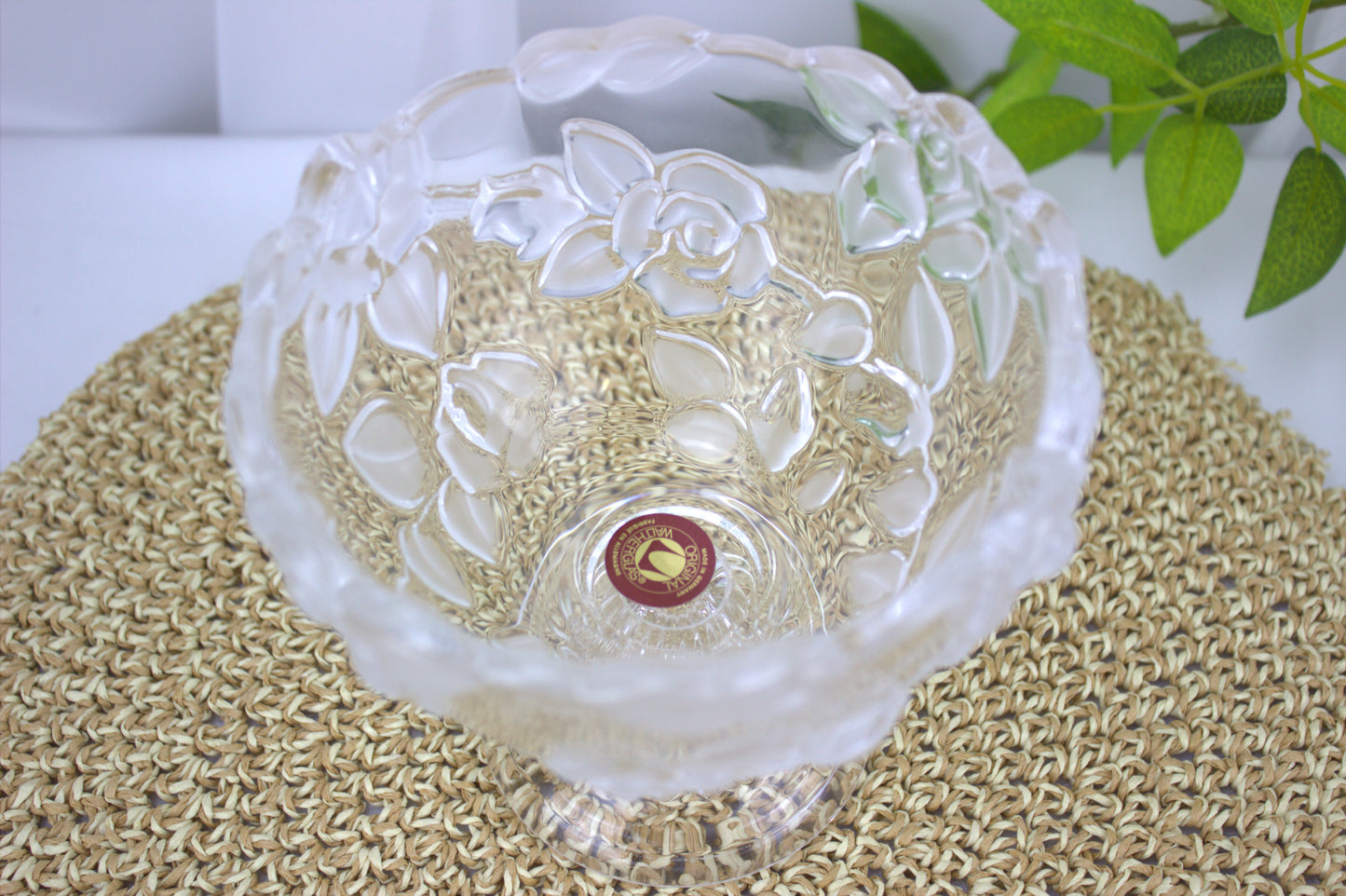 Original Walther Glass ''Georgina'' Bowl with Rose Motif, with original box