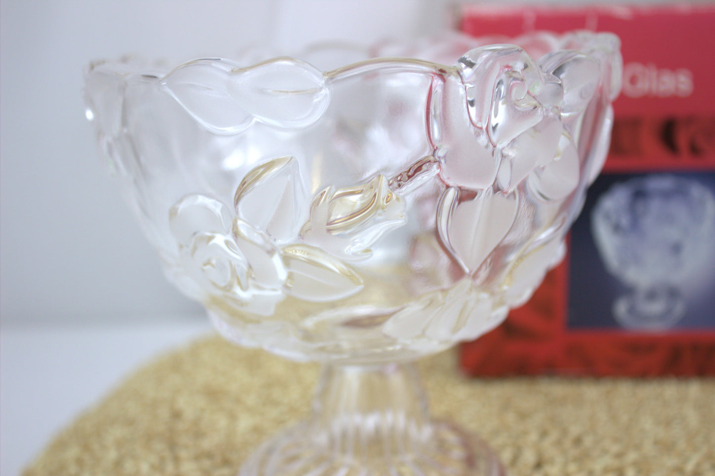 Original Walther Glass ''Georgina'' Bowl with Rose Motif, with original box