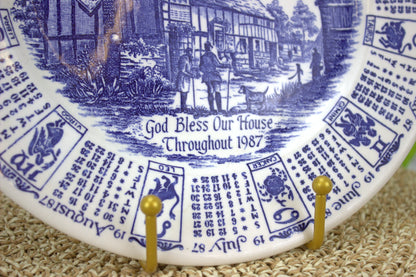 1987 Astrology Calendar Plate - made from English Ironstone - Zodiac Theme