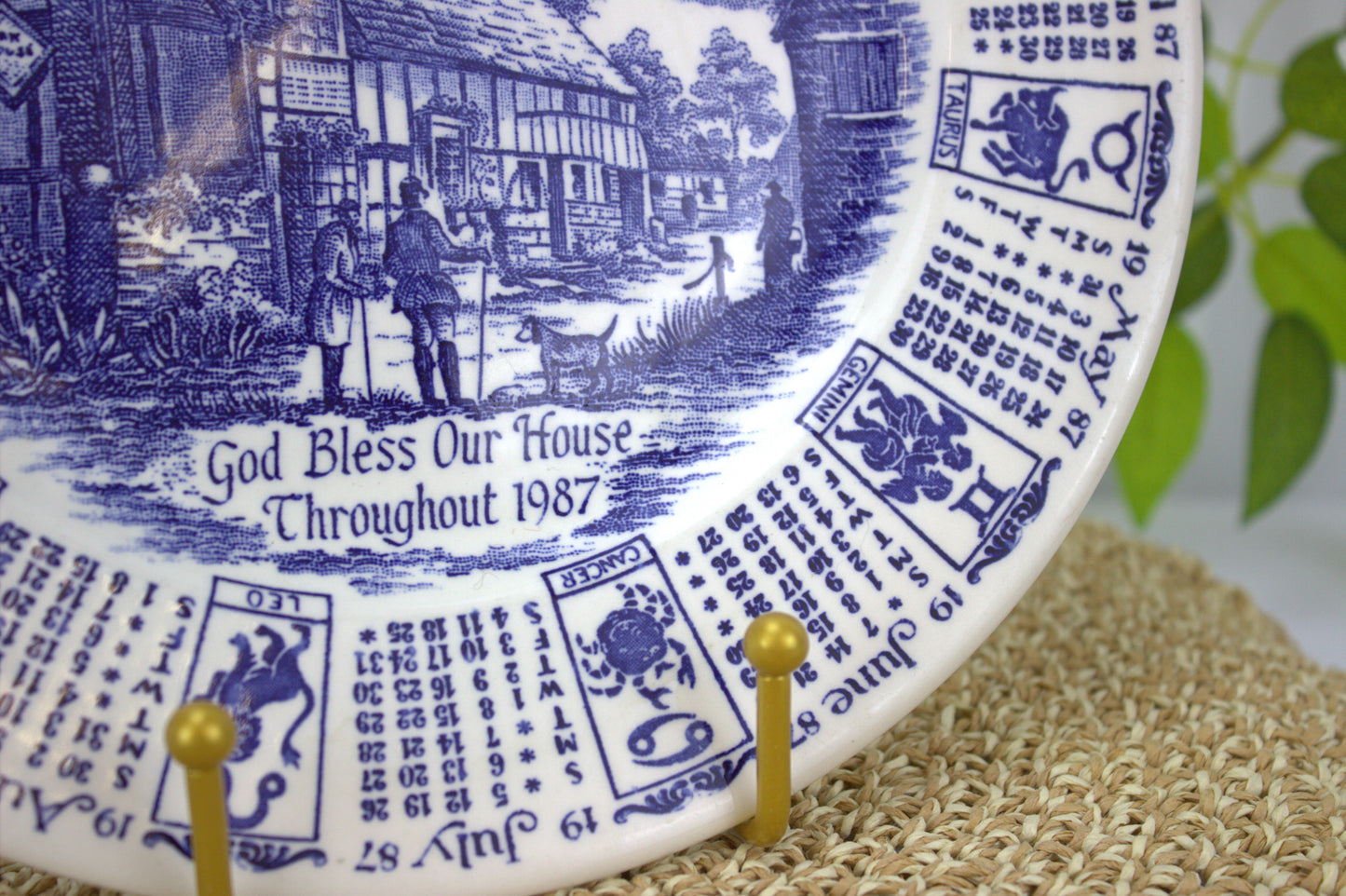 1987 Astrology Calendar Plate - made from English Ironstone - Zodiac Theme