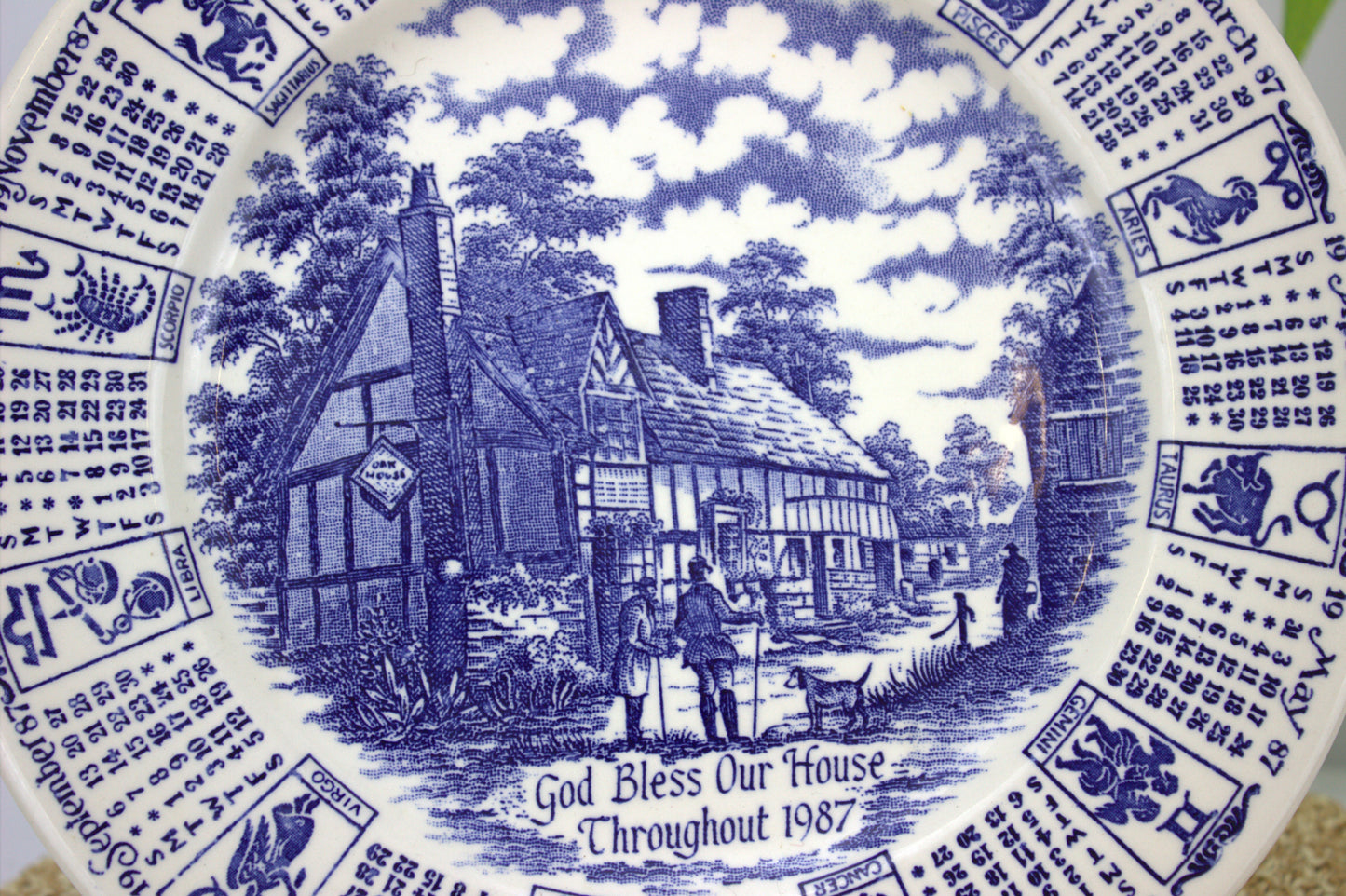 1987 Astrology Calendar Plate - made from English Ironstone - Zodiac Theme