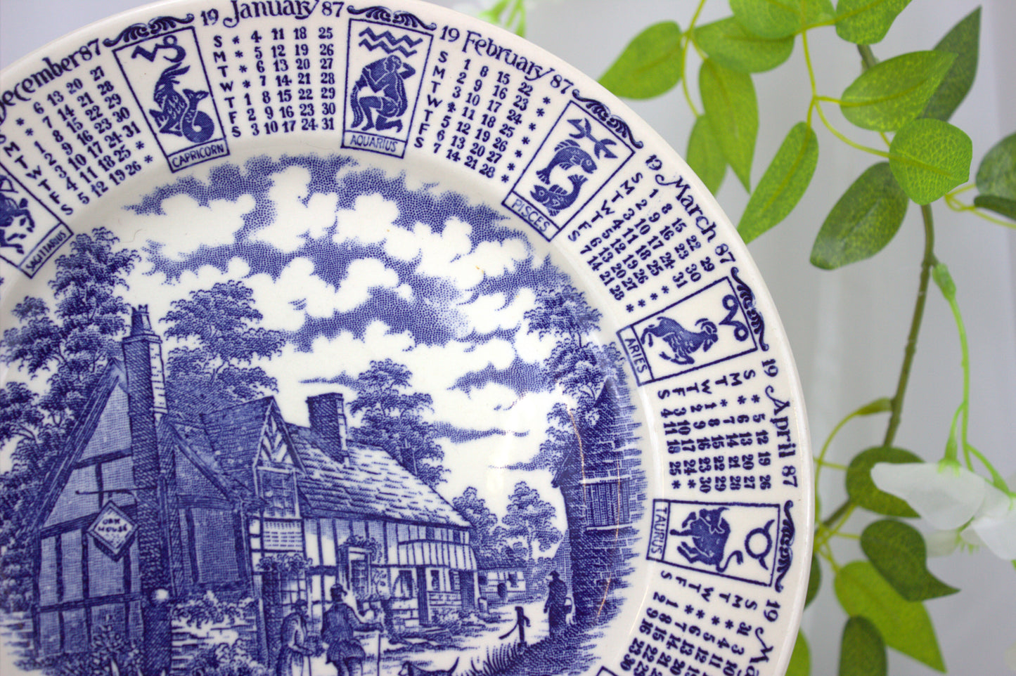 1987 Astrology Calendar Plate - made from English Ironstone - Zodiac Theme