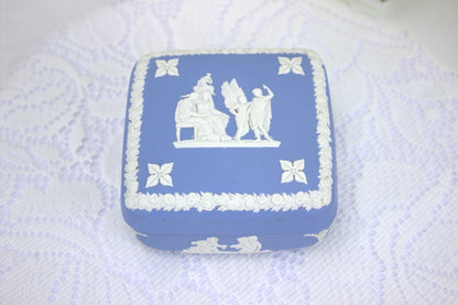 Vintage Wedgwood, Jasperware Pale Blue Square Trinket box