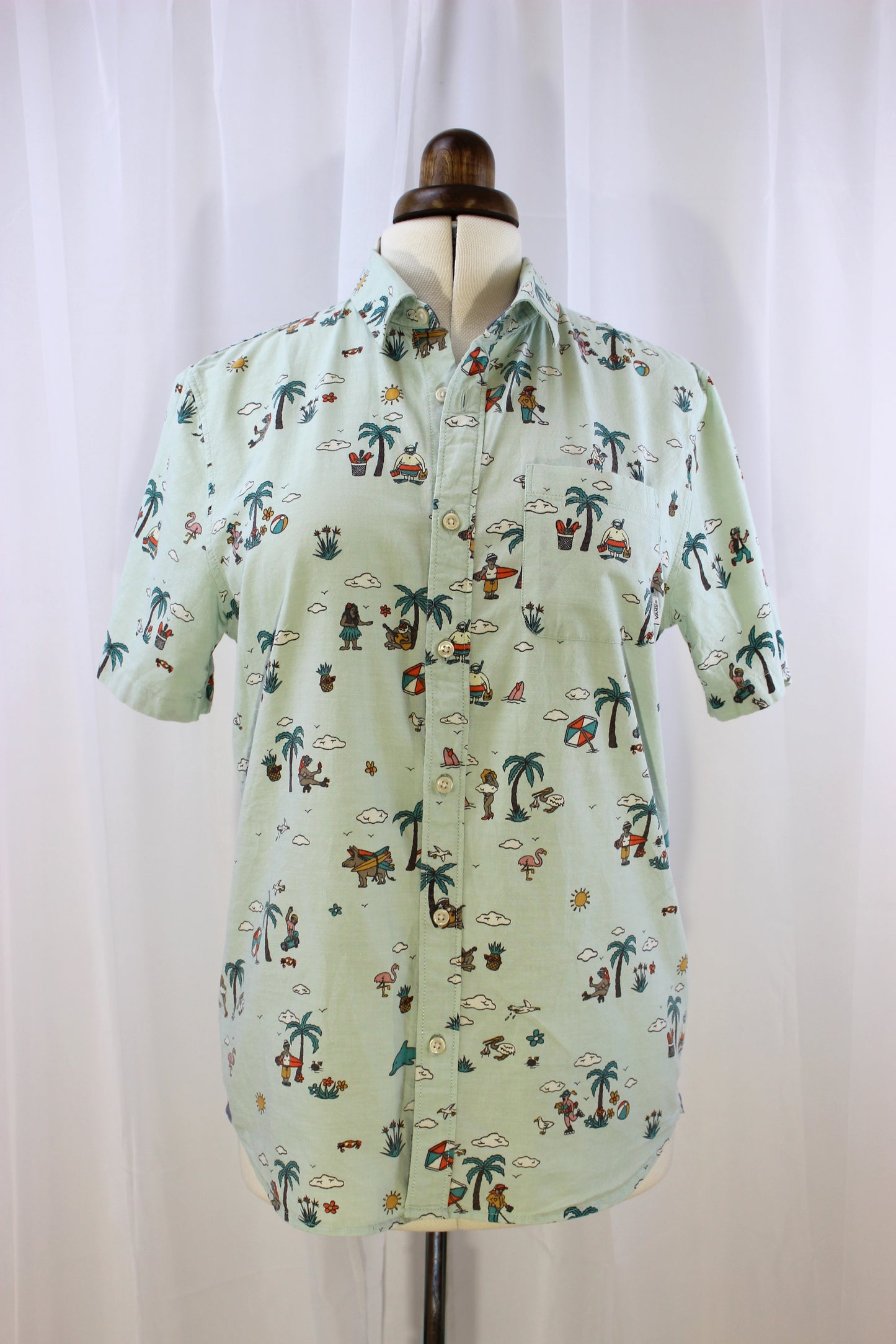 Vans Shirt - Pale Green - Beach Theme - Size Small