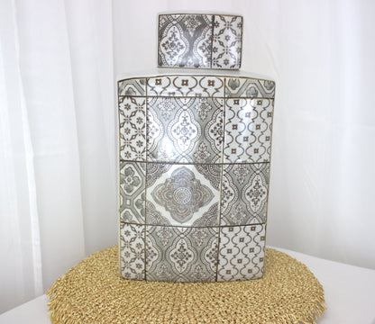 Ceramic Tile Effect Large Ceramic Vase / Home Decor - 14 inches tall