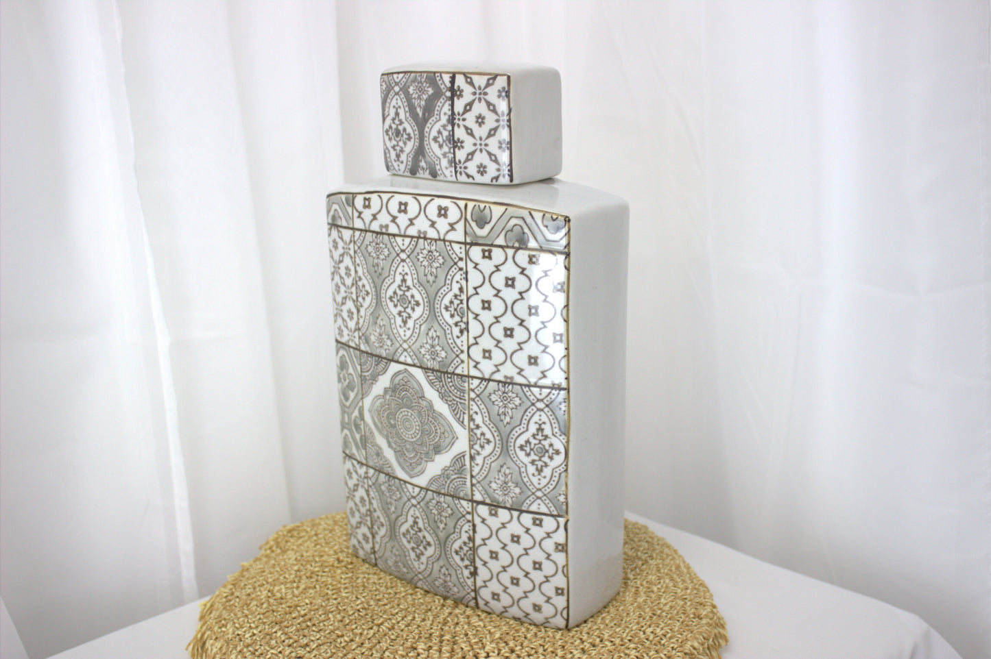 Ceramic Tile Effect Large Ceramic Vase / Home Decor - 14 inches tall