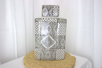 Ceramic Tile Effect Large Ceramic Vase / Home Decor - 14 inches tall