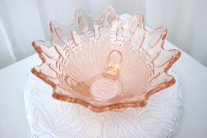 Wonderful Vintage Pink Depression Glass Bowl with Frosted Details