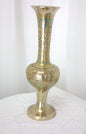 Stunning Vintage Brass Hand-Etched Vase - 12 inches tall