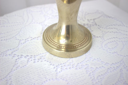 Stunning Vintage Brass Hand-Etched Vase - 12 inches tall