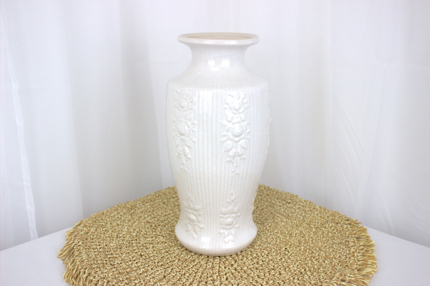 Vintage White Ceramic Vase - Marked "W. Germany, 298-25