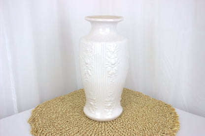 Vintage White Ceramic Vase - Marked "W. Germany, 298-25