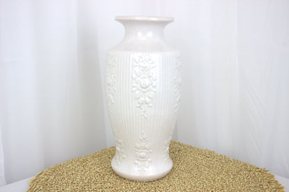 Vintage White Ceramic Vase - Marked "W. Germany, 298-25