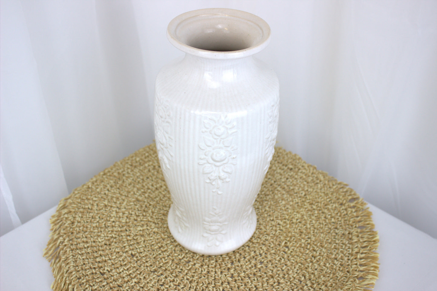 Vintage White Ceramic Vase - Marked "W. Germany, 298-25