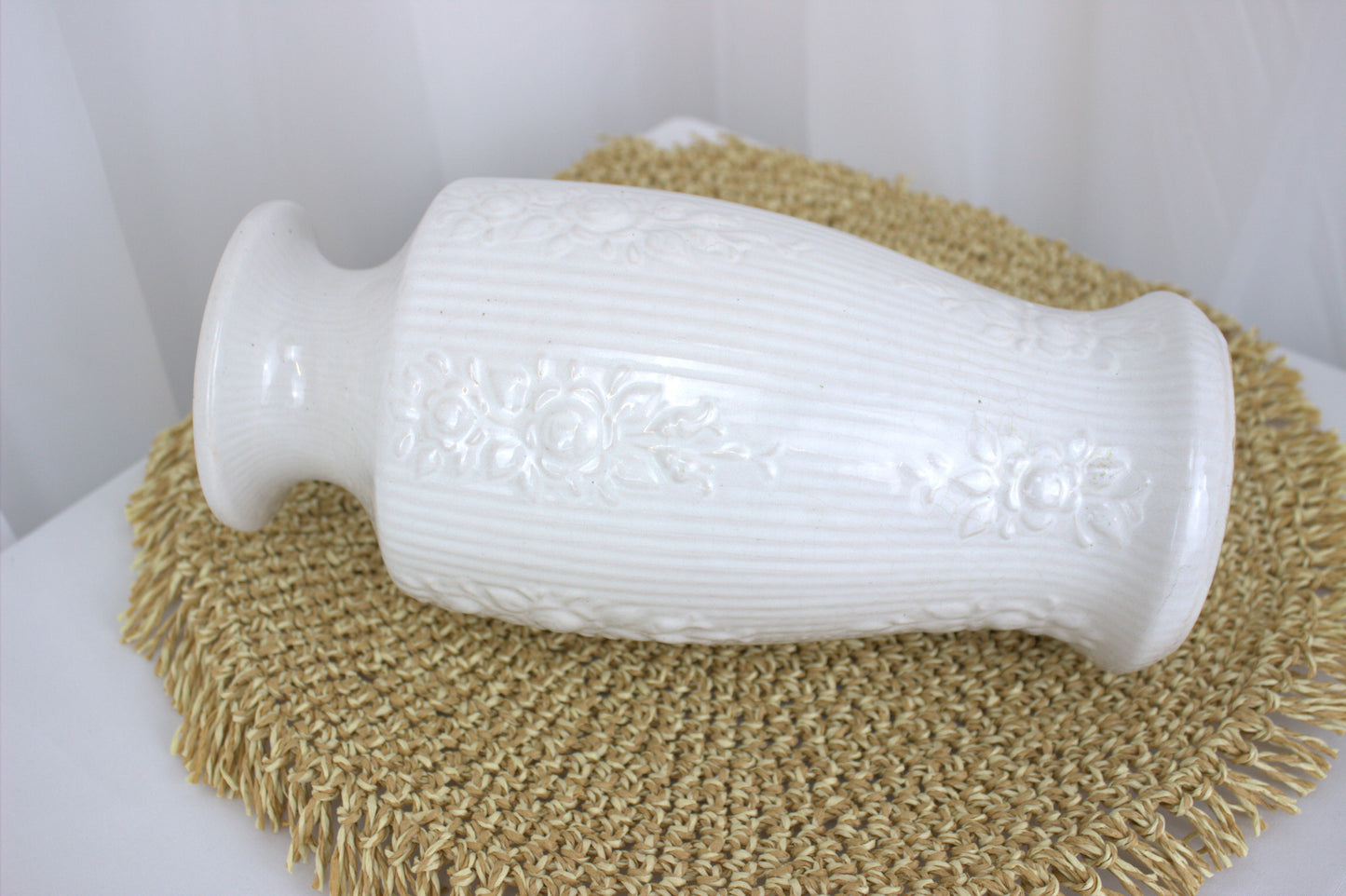 Vintage White Ceramic Vase - Marked "W. Germany, 298-25