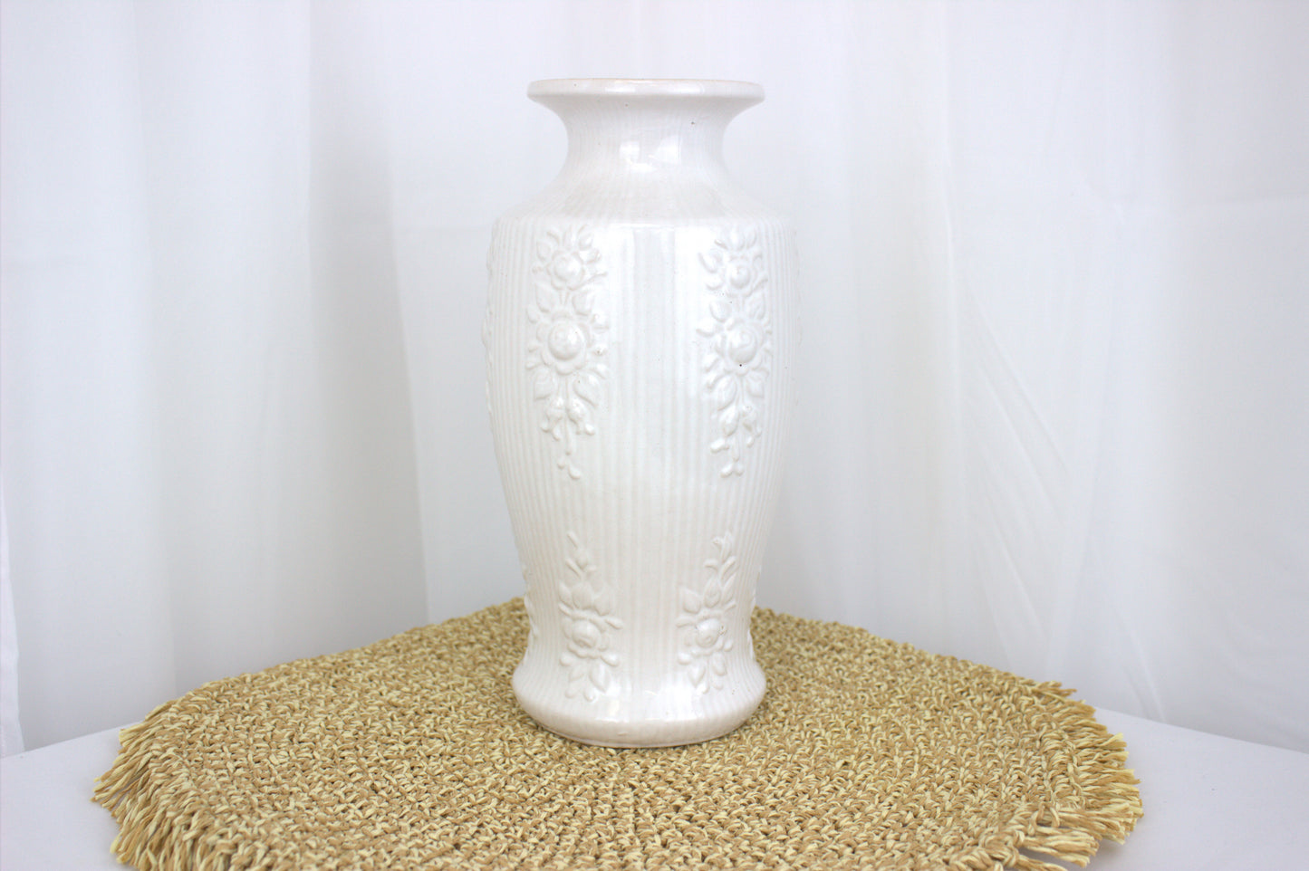 Vintage White Ceramic Vase - Marked "W. Germany, 298-25