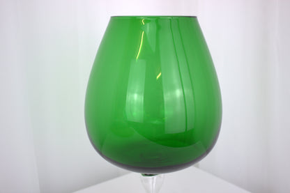 Retro 1960's Era Large Green Brandy Glass - 10.5 inches tall x 6 inches wide