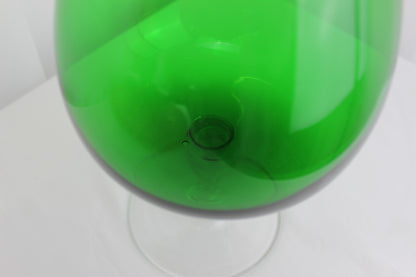 Retro 1960's Era Large Green Brandy Glass - 10.5 inches tall x 6 inches wide