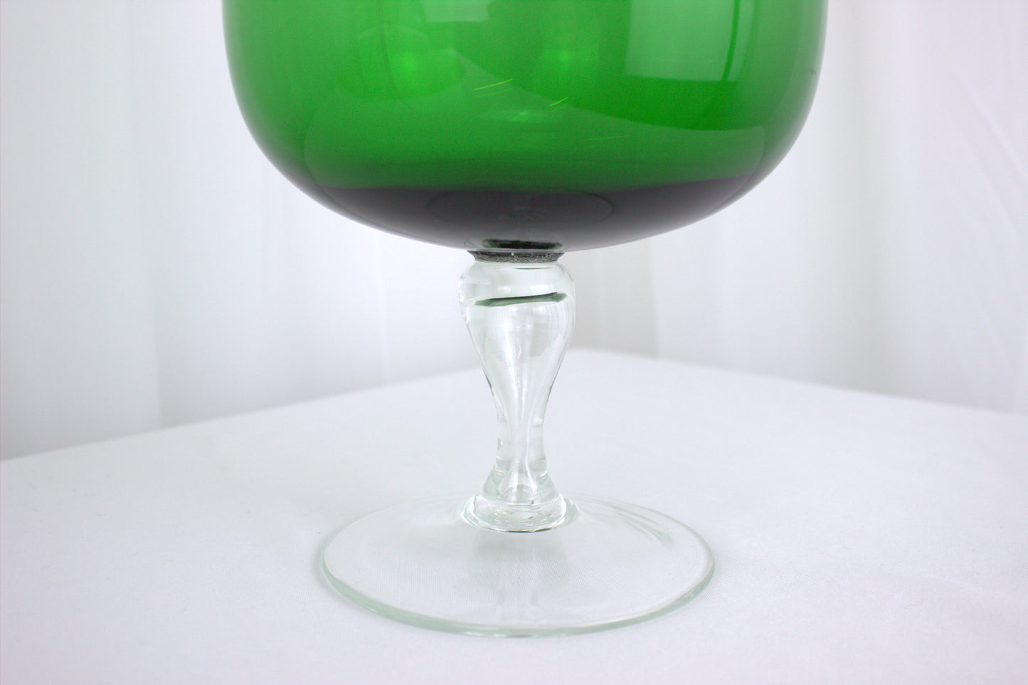 Retro 1960's Era Large Green Brandy Glass - 10.5 inches tall x 6 inches wide