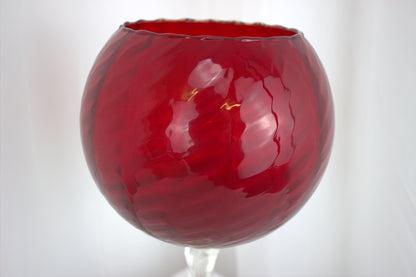 Tall Ruby Red Retro Glass Display - 11.5 inches tall x 6 inches wide