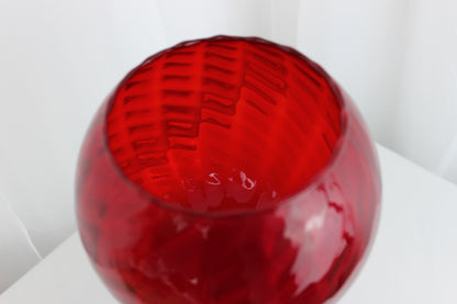 Tall Ruby Red Retro Glass Display - 11.5 inches tall x 6 inches wide