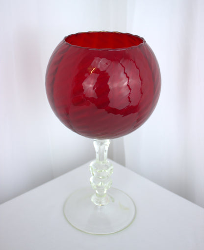 Tall Ruby Red Retro Glass Display - 11.5 inches tall x 6 inches wide