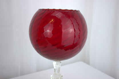 Tall Ruby Red Retro Glass Display - 11.5 inches tall x 6 inches wide