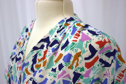 Wonderfully Quirky 80s Style Peplum Dress - Size 12 / 14