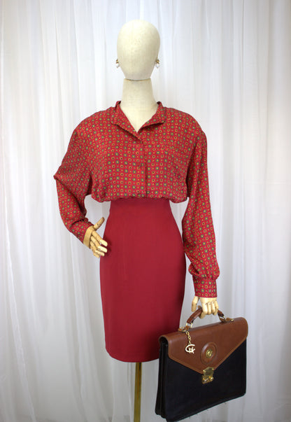 Stunning Red Henry Cottons Vintage Pencil Skirt - Italian Size 42 (Size 10)