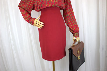 Stunning Red Henry Cottons Vintage Pencil Skirt - Italian Size 42 (Size 10)