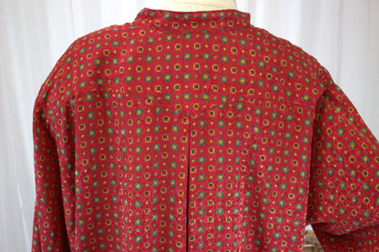 Vintage 80s Geometric Button-Down Grandad Collared Shirt - Size 16/18 (Size 44)