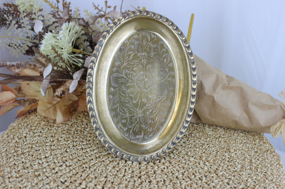 Victorian Style Trinket Tray - 1970s Silver/Brass