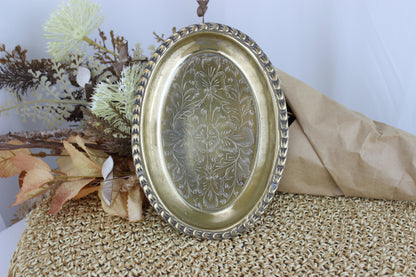 Victorian Style Trinket Tray - 1970s Silver/Brass