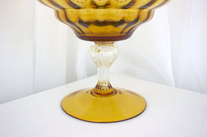 Large Vintage Empoli Italian Blown Glass Apothecary Jar - Amber 1960s