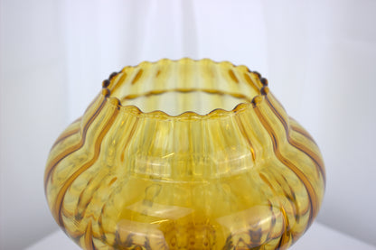 Large Vintage Empoli Italian Blown Glass Apothecary Jar - Amber 1960s