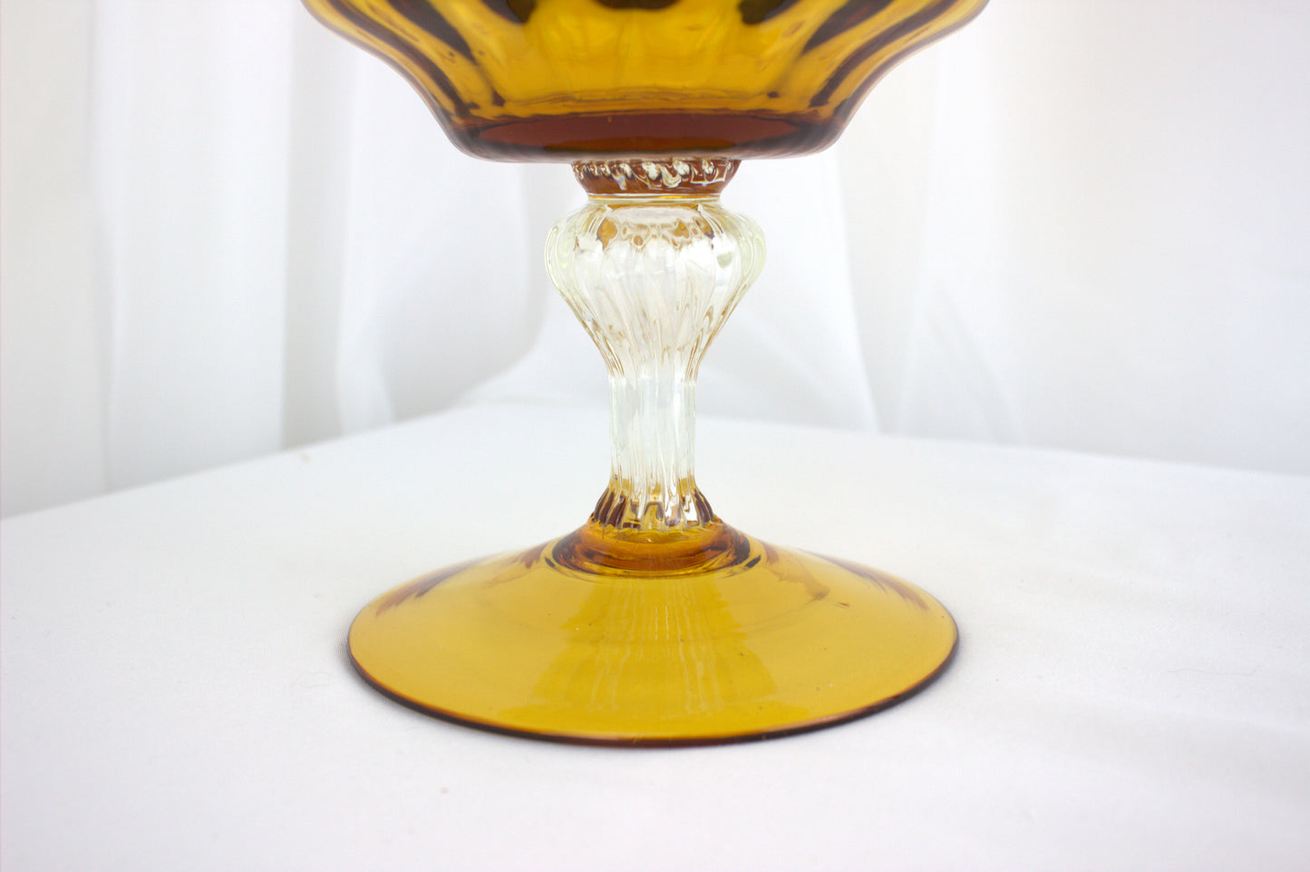 Large Vintage Empoli Italian Blown Glass Apothecary Jar - Amber 1960s